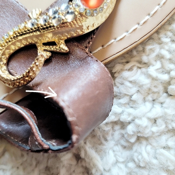 NWT Miss Trish Brown Lizard Flat Sandals 7½ Women's Lightweight Summer Beach - Picture 10 of 13